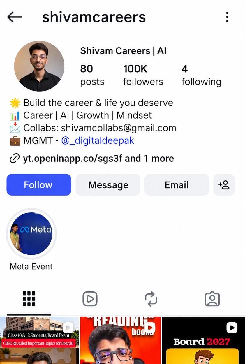 Shivam Careers — Instagram growth with Orgix Media