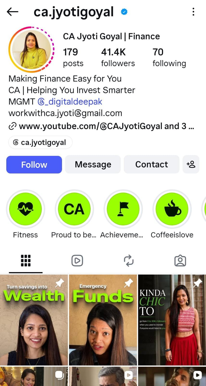 CA Jyoti Goyal — Instagram growth with Orgix Media